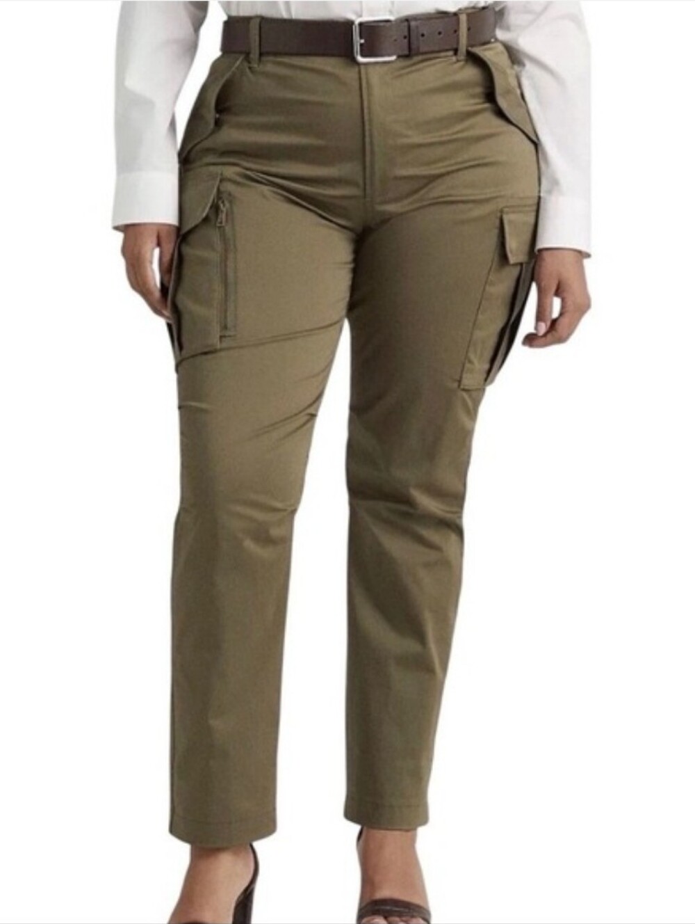 Lauren Ralph Lauren Olive Green Cargo Pants High Rise Straight 20W NWT
